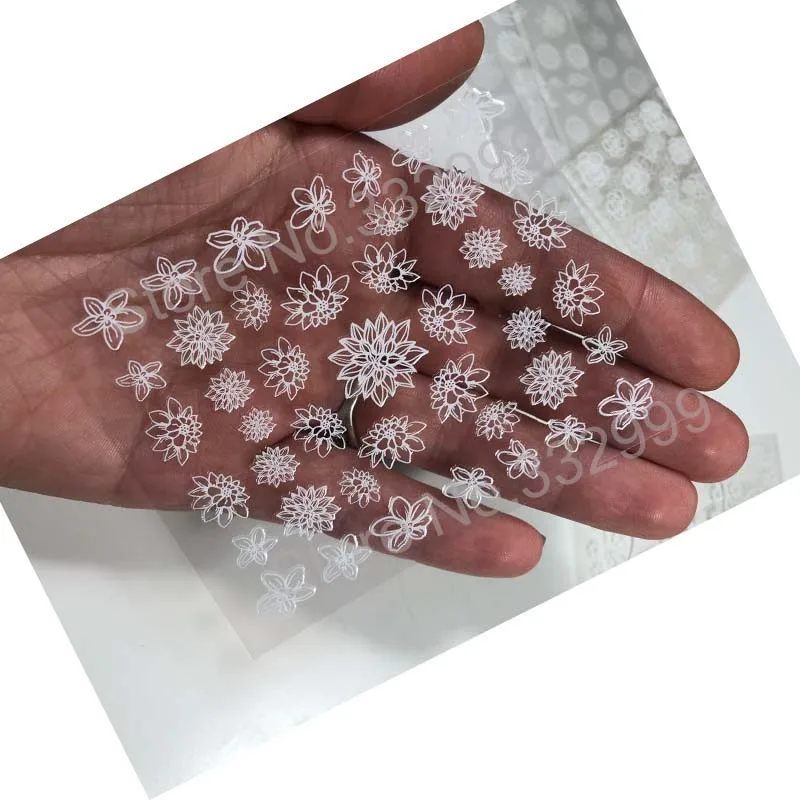 Модный маникюр дизайн 3D наклейки на ногти цветок задняя наклейкой клея белый
