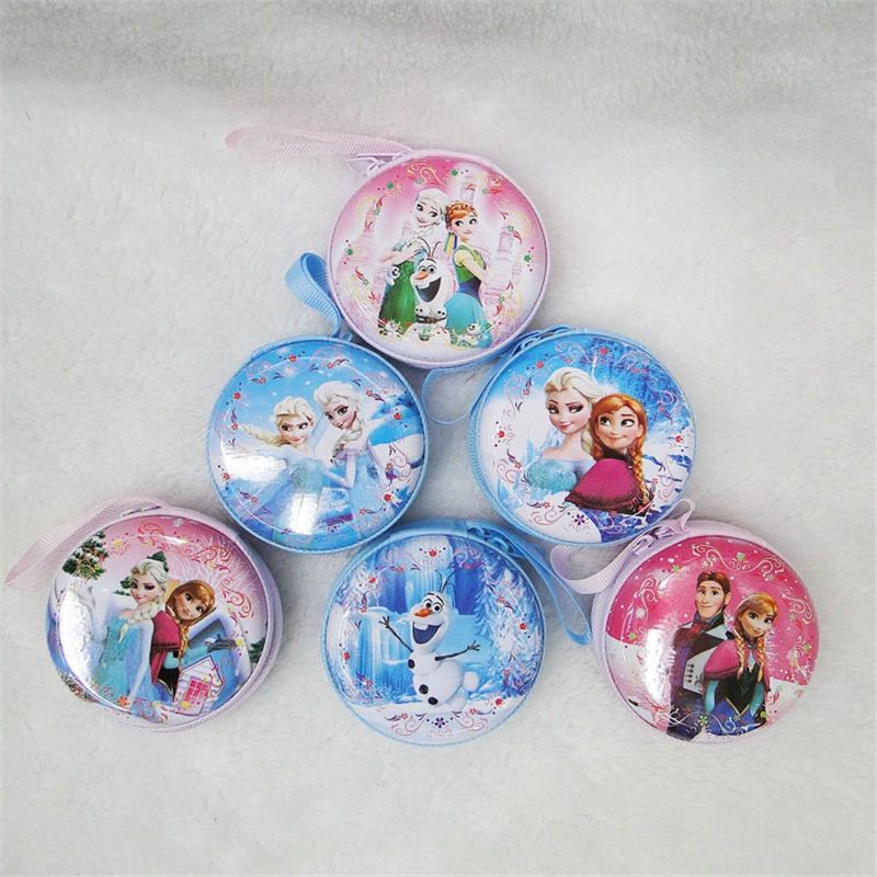 Disney cartoon Cute children tinplate coin purse lady mini headphones key charger cosmetic bag girl gift round wallet | Игрушки и хобби