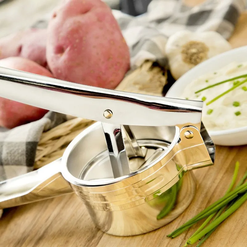 

s Stainless Steel Mash Manual Press For Fruits, Vegetables, Etc With 3 Interchangeable Washers, Fruit Juicer, Lemon Juicer, Ve