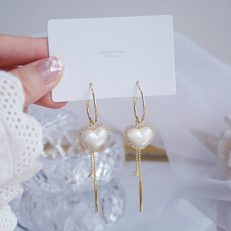 

Vintage Exquisite 14k Real Gold Jewelry Heart Earrings for Women Luxury AAA Zircon Stud S925 Silver Needle Party INS Hot Gift