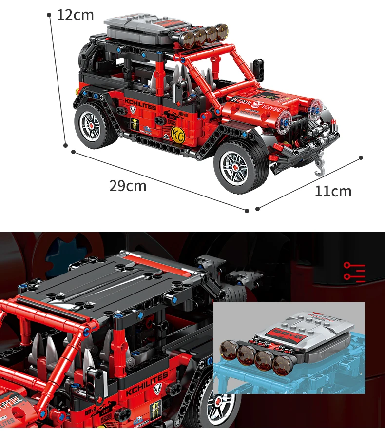 

KAZI Mechanical Engineering Pull Back Sports Car Off-road Vehicle Boy Assembling Educational Building Vlocks Toys For Children