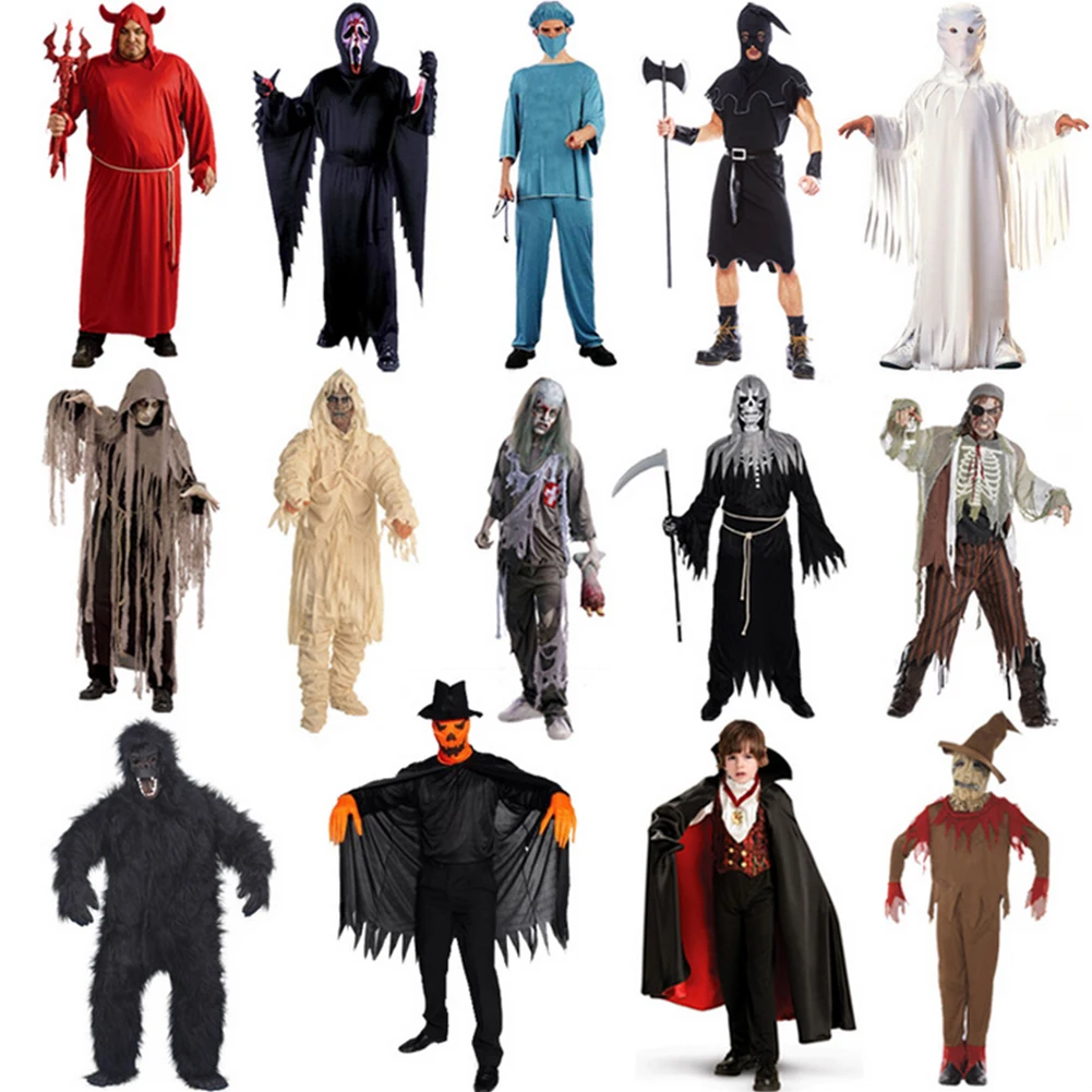 Adults Halloween Complete Zombie+Mask Fancy Dress Horror Costume Mens Cosplay Outfits Party Mens Fancy Dress Costume