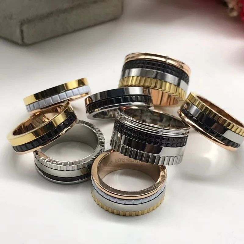 

Classic 925 sterling silver gold-plated gear rotating ring men and women fashion personality luxury brand party gift jewelry