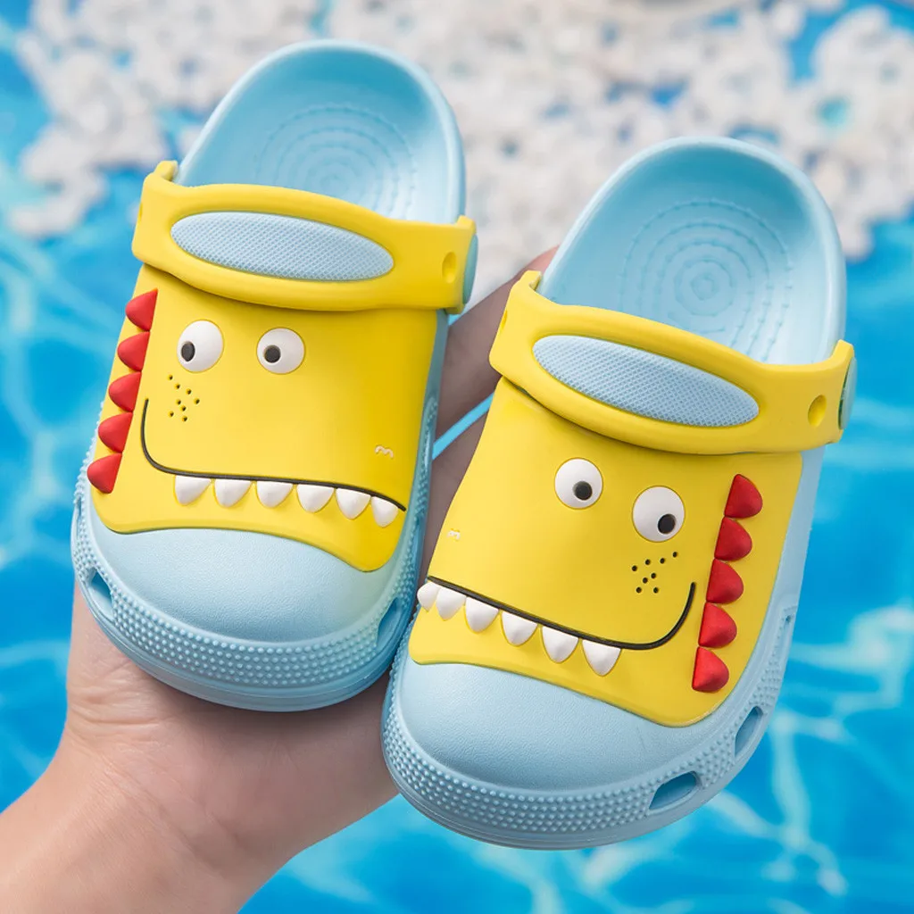 Crocs/детская обувь Тапочки с рисунком динозавра Садовая Нескользящая для