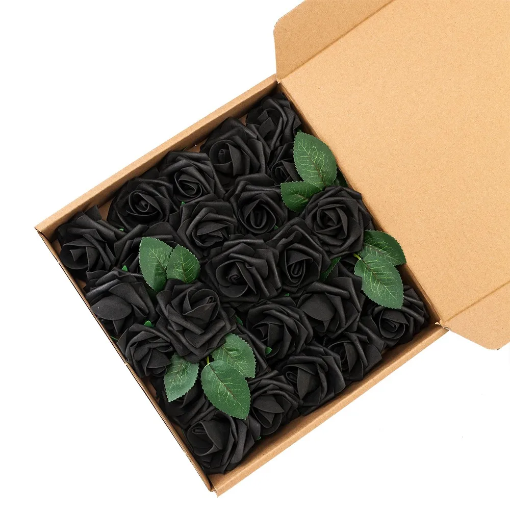 

25pcs PE Foam Rose Flower Black