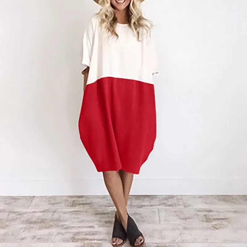 2019 Женские повседневные свободные летние платья женские модные Лоскутные Платья