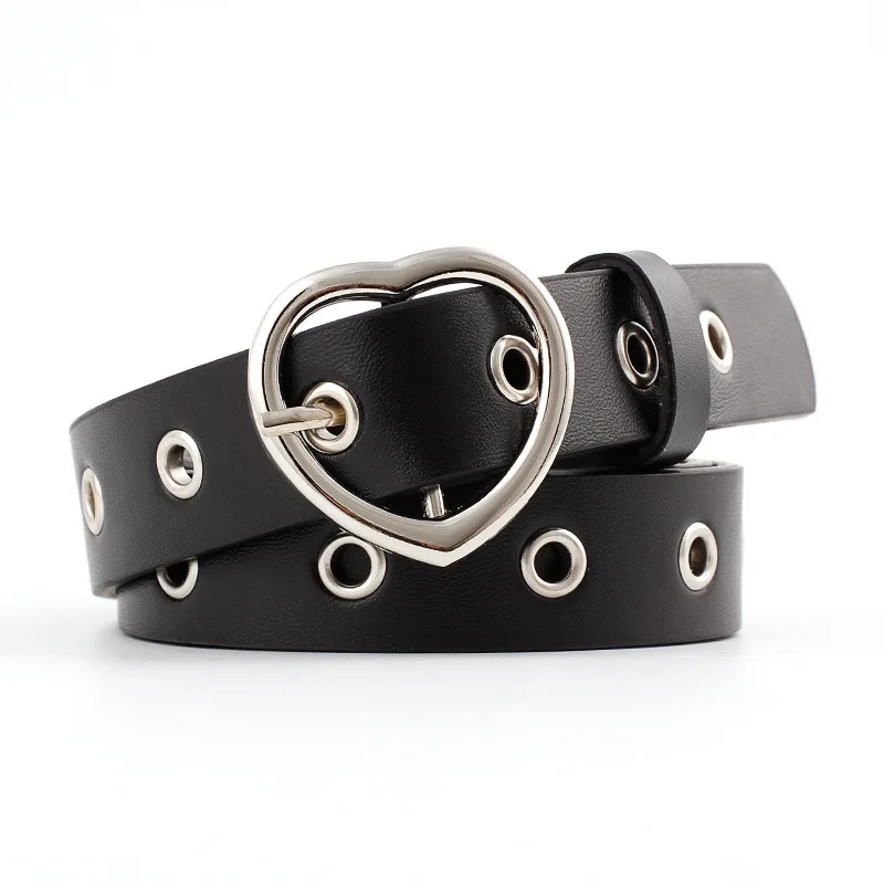 

Female Leather Belt Women Metal Buckle Stylish Ladies Vintage Heart Buckle Leisure Leather Belt Trouser Accessories