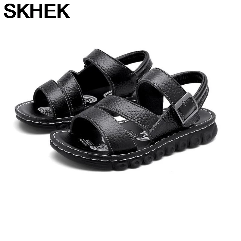 

SKHEK Summer Boys Sandals Children High Quality Kids Shoes Child Cut-outs Big Boy leather rain breathable Sandalias 5-16 years