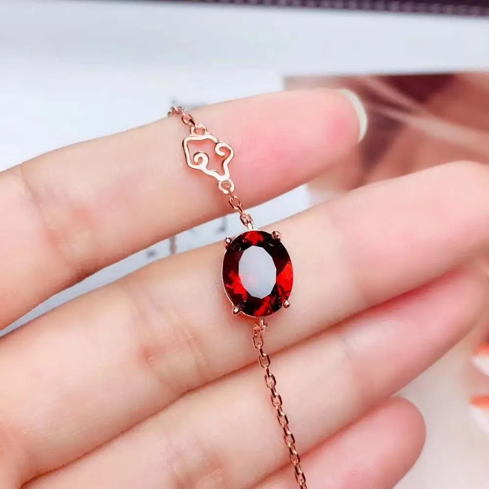 Чистый натуральный и гранатовый браслет-цепочка Бесплатная доставка гранат 925