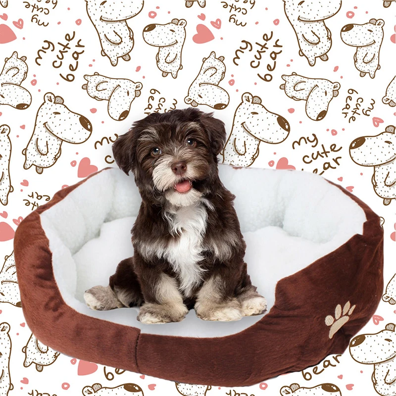 

Paw Print Pet Bed Soft Fleece Dog Cat House Nest Sofa with Waterproof Bottom Winter Warm Pet Sleeping Mat Puppy Kitten Beds