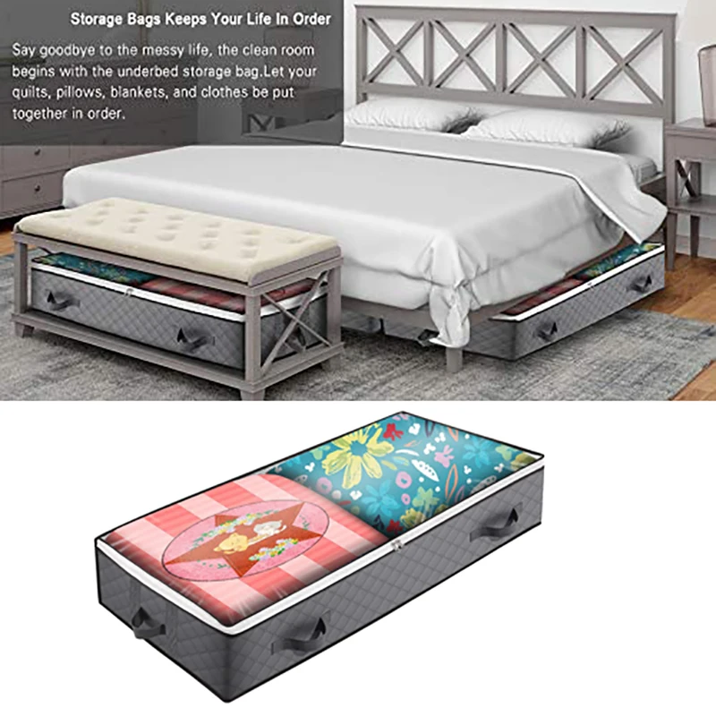 

Under Bed Storage Bags, 4 Pack 100L Underbed Storage Containers with Reinforced Handles, Large Capacity Breathable