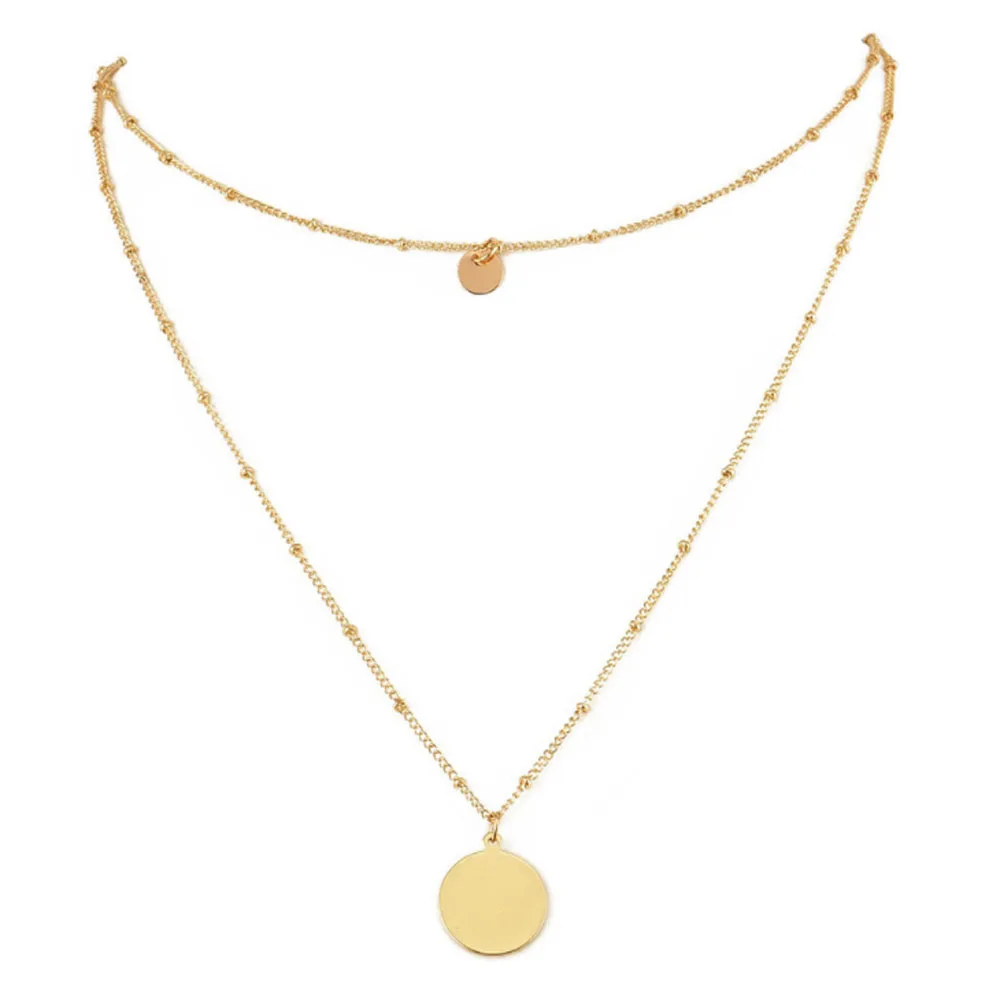 Богемное Ретро простое круглое Золотое многослойное ожерелье цепь женские