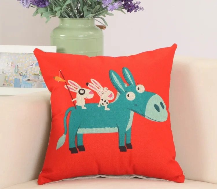 Мультяшный животный дизайн Зебра/собака/Лен декоративная подушка Автомобильная