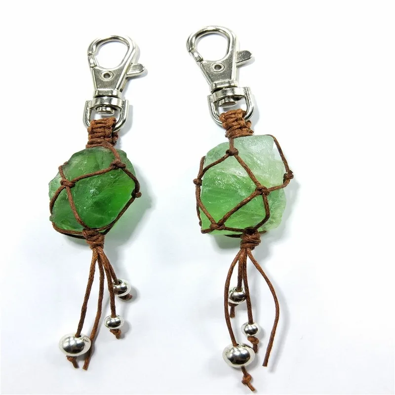 Natural Stone Keychains Irregular Braid Crystal Column Pendant for DIY Car Key Rings Chains Chain Women New | Украшения и