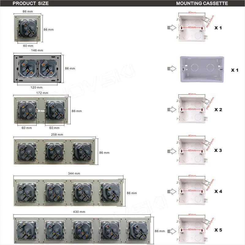 NOVSKI DIY Hybrid Schuko F Wall Socket Multi Frame USB Outlet Crystal Glass Black Panel Grounded Data | Обустройство дома