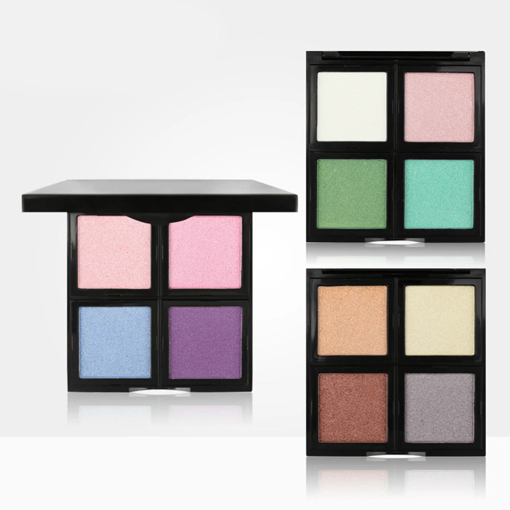 Private Label Custom Bulk Makeup 4-Color Pearlescent Eyeshadow Palette Personalise