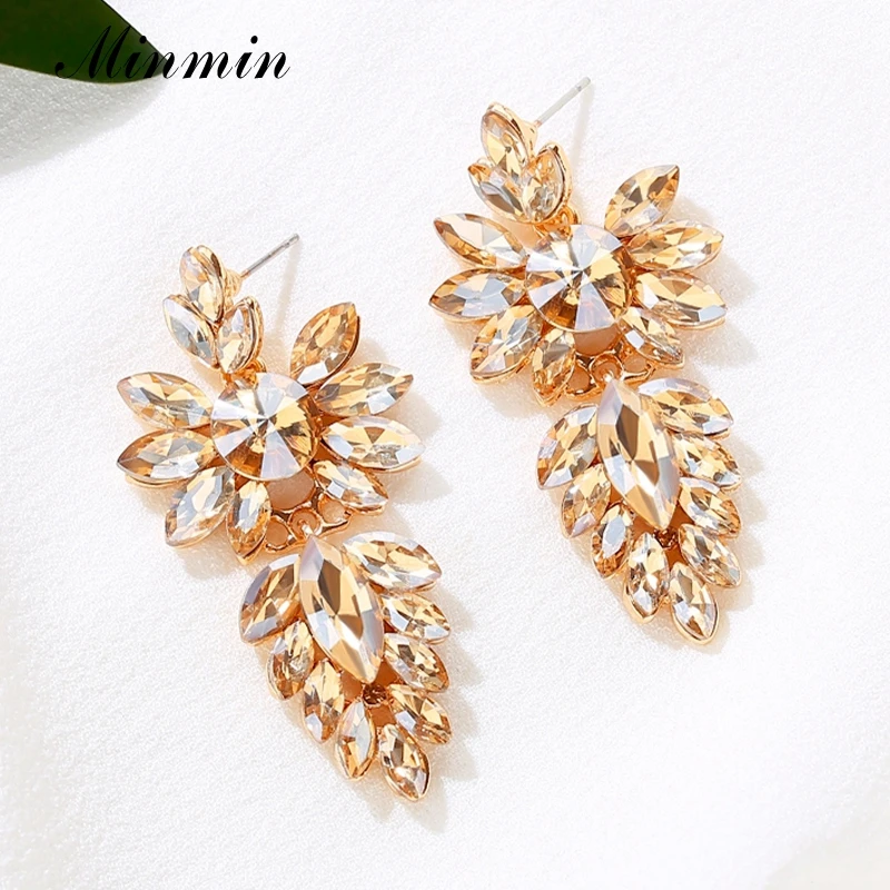 Minmin кластера серьги в форме хрустального листа Симпатичные с подвеской виде