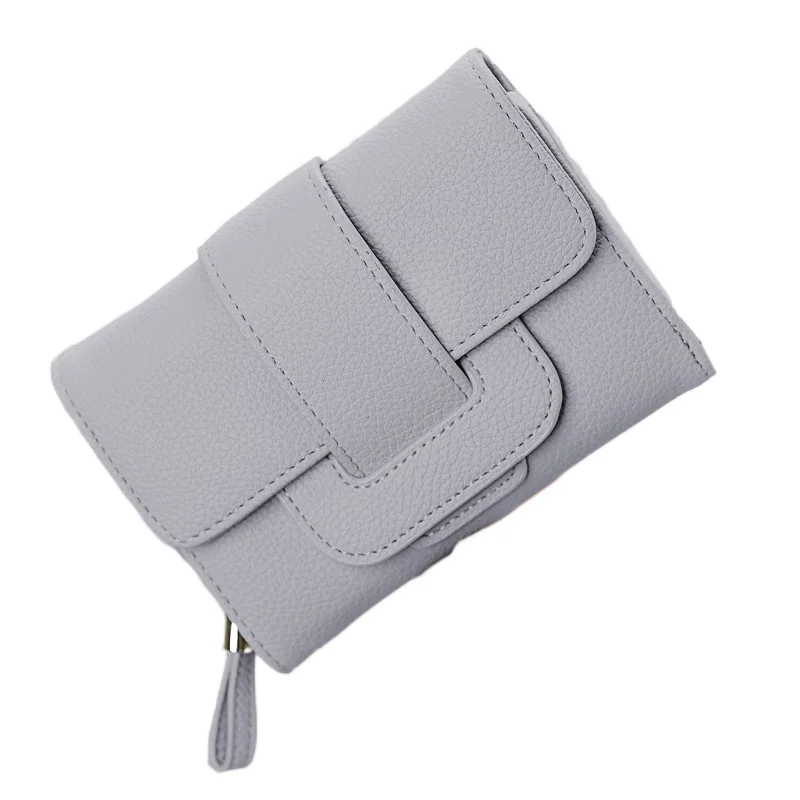 

Women PU Leather Short Wallet Female Three Fold Wallets Credit Cards Holder Small Hasp Money Bag Zipper Coin Purse For Girls