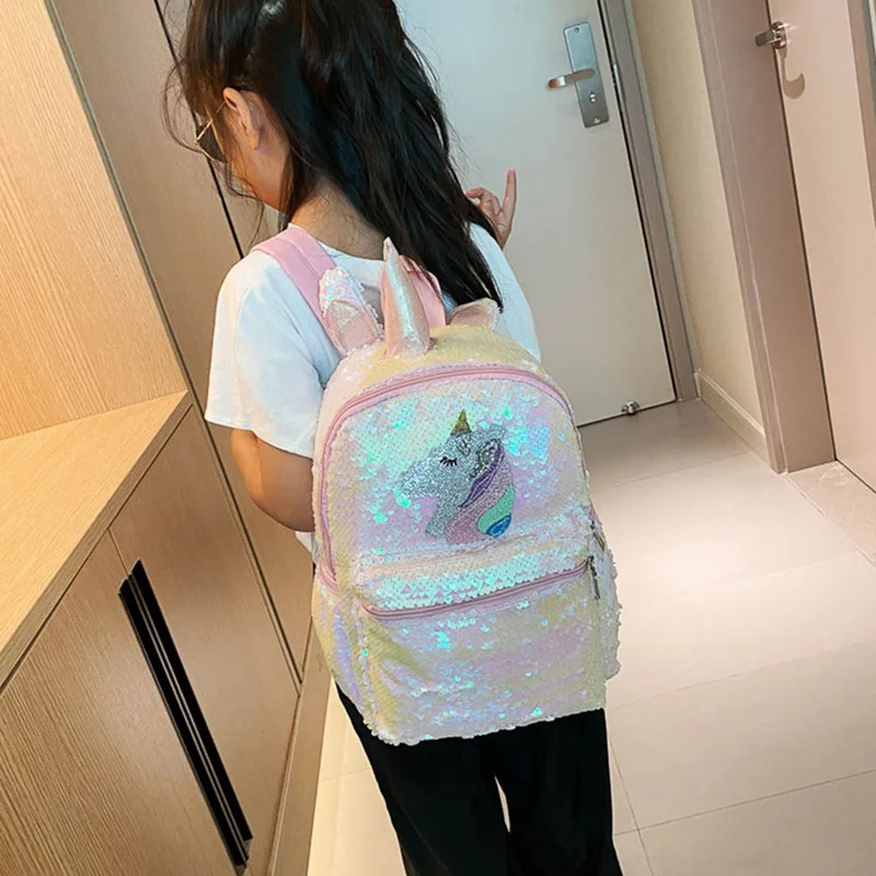 

Cartoon Cute Backpack Girls Children's School Bags Sequins Unicorn Backpack Large Kawaii Schoolbags Kids Back Pack Mochila Mujer