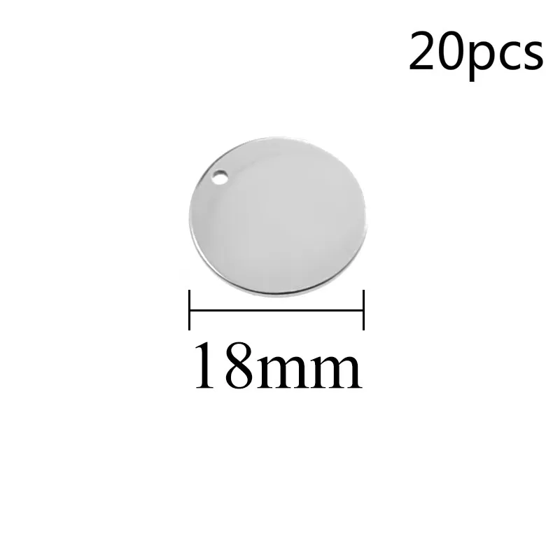18mm 20pcs Нержавеющая сталь, металлическим украшением и закругленным штамповки пустые теги металла для изготовления бижутерии поставка Accessori6/8/10/12/14/15/18/20/25/30/40 мм - Окраска металла: 18mm 20pcs