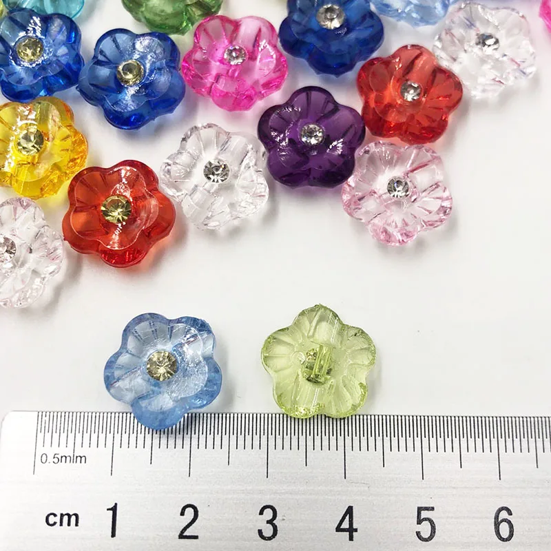 50/100pcs Mix New! Fancy Plastic button With Rinestone sewing craft appliques Lots PT06 | Дом и сад