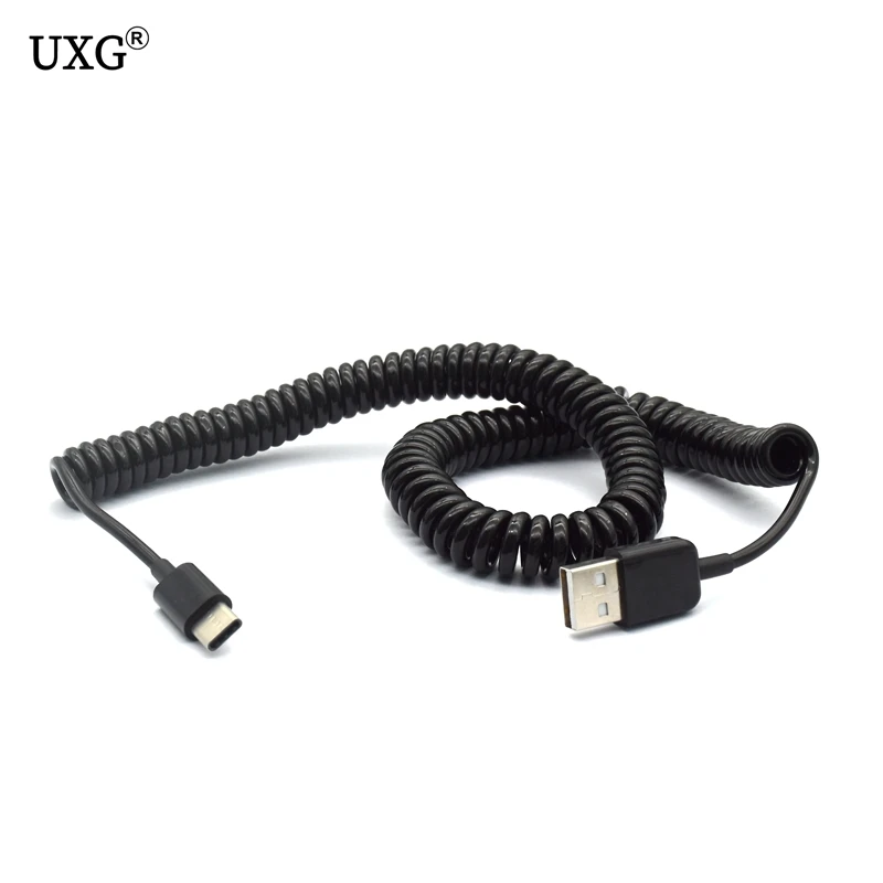 Usb type C спиральная пружина кабель для samsung Galaxy S10 S9 S8 Plus Быстрая зарядка USB Выдвижной
