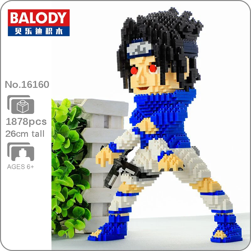 Balody 16160 аниме Наруто Учиха сасуке ниндзя 3D модель 1878 шт DIY Мини Алмазные блоки