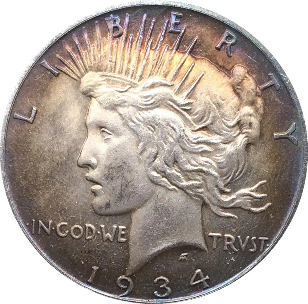 Соединенные Штаты Америки США 1934 D Liberty Coin In God We Trust 1 One Peace Dollar Мельхиор