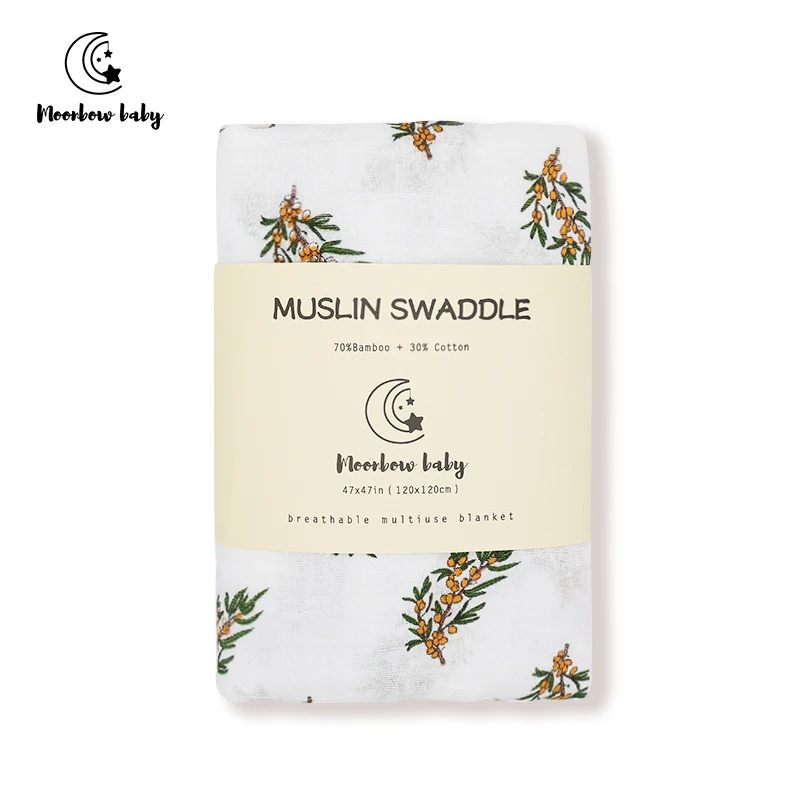 

Moonbow Baby Organic Bamboo Cotton Muslin Swaddle Shower Towel Photograph Blanket 120*120cm