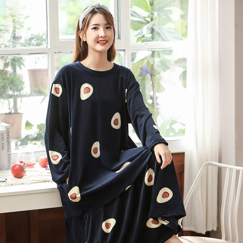 

Свободная ночная рубашка, Осень-зима размера плюс, теплый банный халат для беременных женщин, супер мягкая Домашняя одежда, ночная рубашка