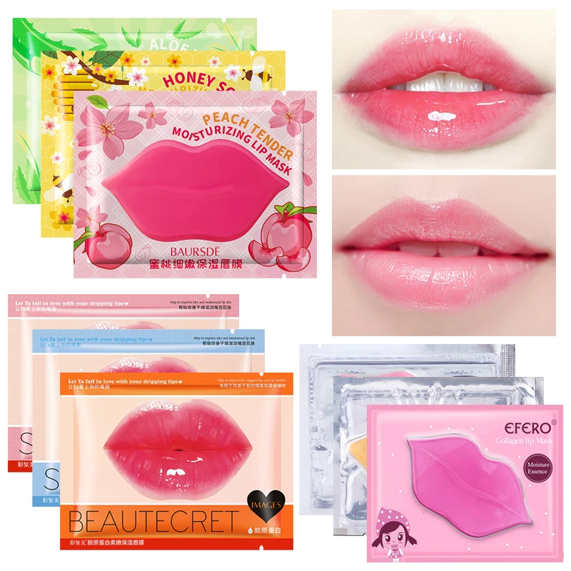 

20Packs Skin Care Crystal Collagen Lip Mask Moisture Essence Lip Care Pads Anti Ageing Wrinkle Patch Pad Gel for Makeup