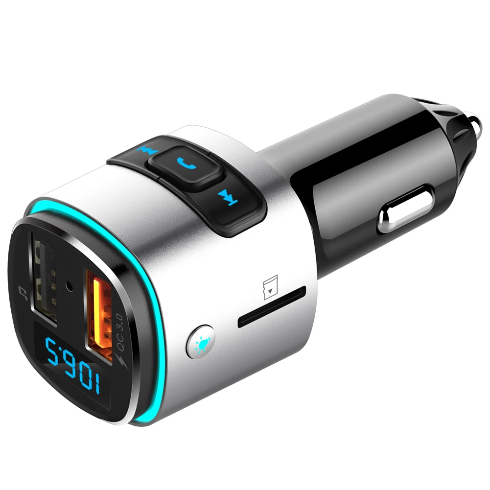 

12V-24V Multicolor Light Multifunctional Car Charger Bluetooth Version 5.0 FM Transmitter MP3 Player Universal Car Accessories