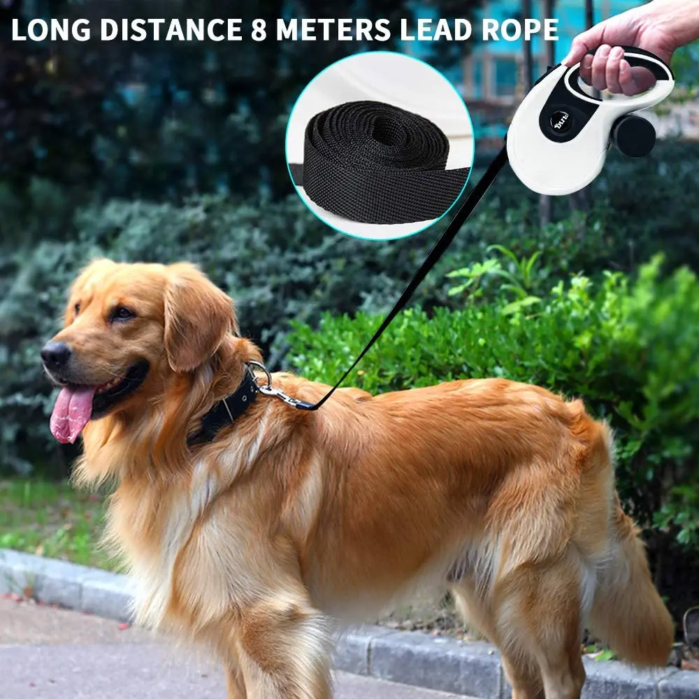 

Retractable Dog Lead 5M Extendable Dog/Pet Leads/Leash for Medium Large Dogs up to 88lbs Tangle Free One Button Break & Lock