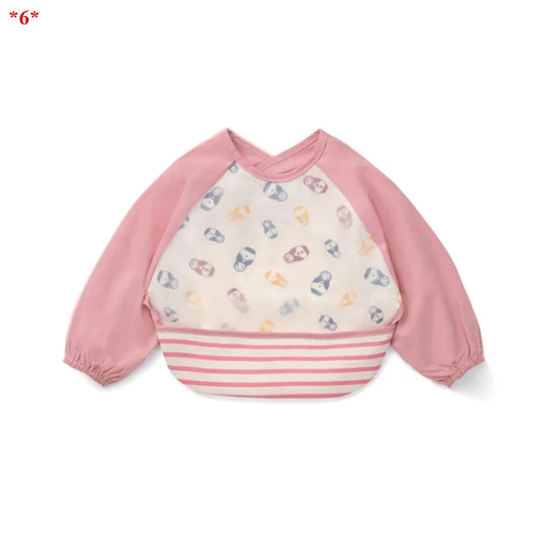 

6-24 Months Cartoon Baby Bibs Kids Waterproof Eva Apron Girls Boys Feeding Burp Cloths with Long Sleeves Newborns Saliva Towel