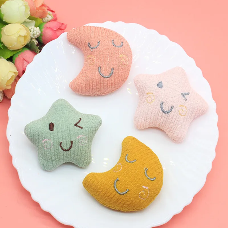 

10Pcs/lot Kawaii plush fabric Moon star padded appliques,kids headwear,garments accessories, DIY handmade materials