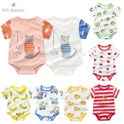 Летние товары первой необходимости для детей в лоте; Детские ползунки; Для мальчика, с коротким рукавом, одежда, треугольный хлопковый тонкий боди утки детская одежда с героями мультфильмов; Пижама с рисунками животных