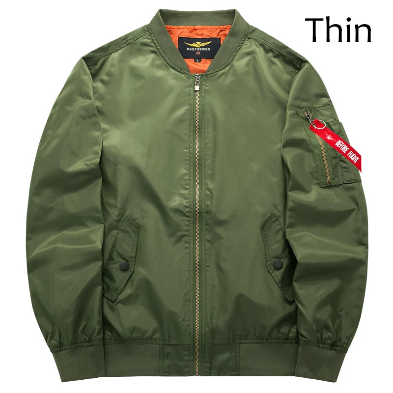 3army green thin Зимняя мужская куртка, модные брендовые толстые теплые пальто, парки со стоячим воротником, Новое поступление, куртка-бомбер на молнии, бейсбольная куртка размера плюс - Цвет: 3army green thin