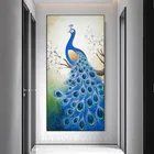 Картина маслом павлина на холсте, Современная Настенная картина для прихожей, постеры и принты для гостиной, Декор для дома, коридора