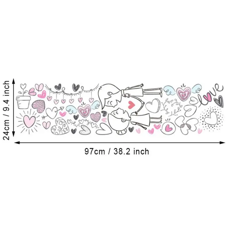 День Святого Валентина Наклейка на стену мультяшная пара любовь самоклеящаяся
