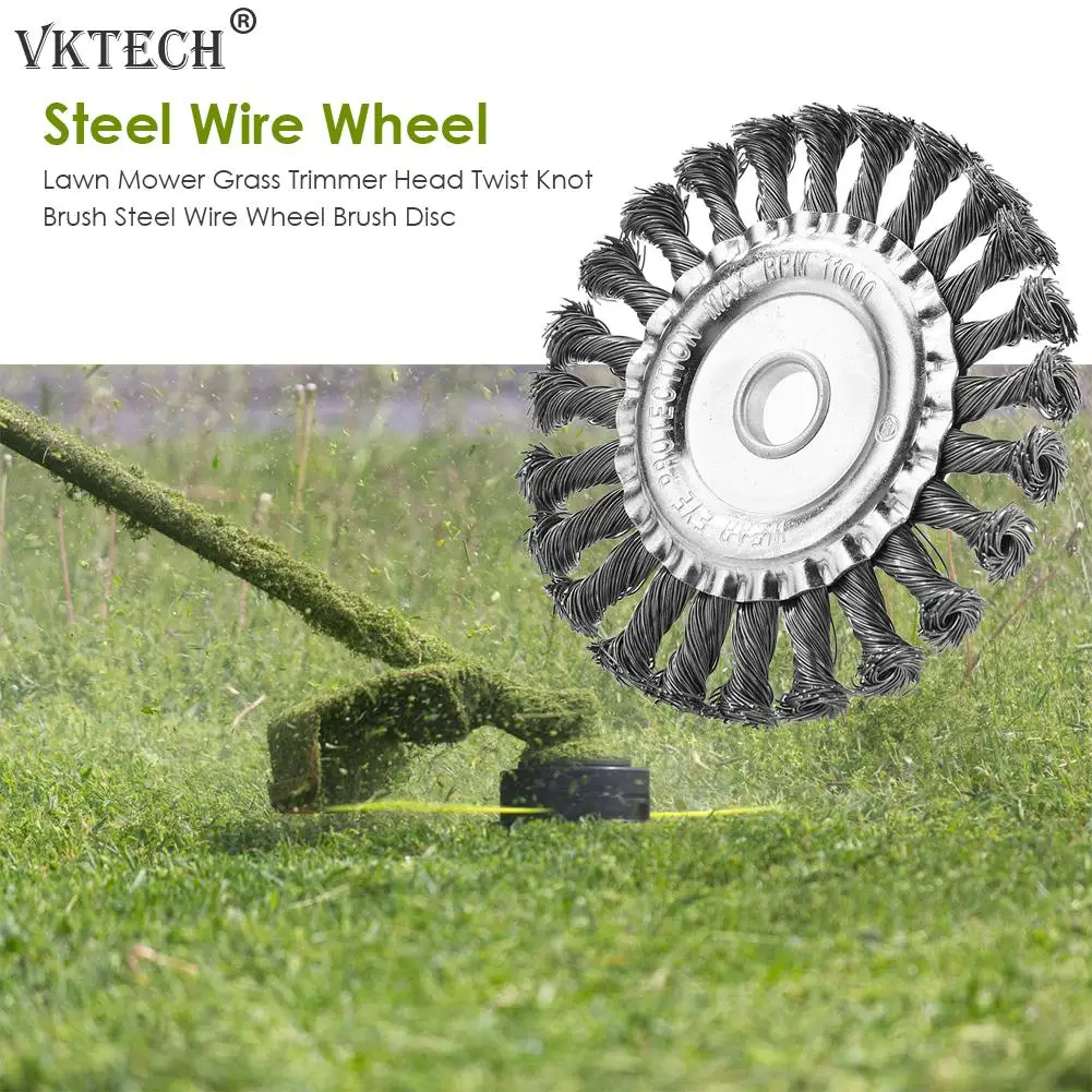 

100mm Steel Wire Wheel Lawn Mower Brush Disc Grass Trimmer Head Brushcutter Grass Weed Cutting Rusting Dust Removal Plate