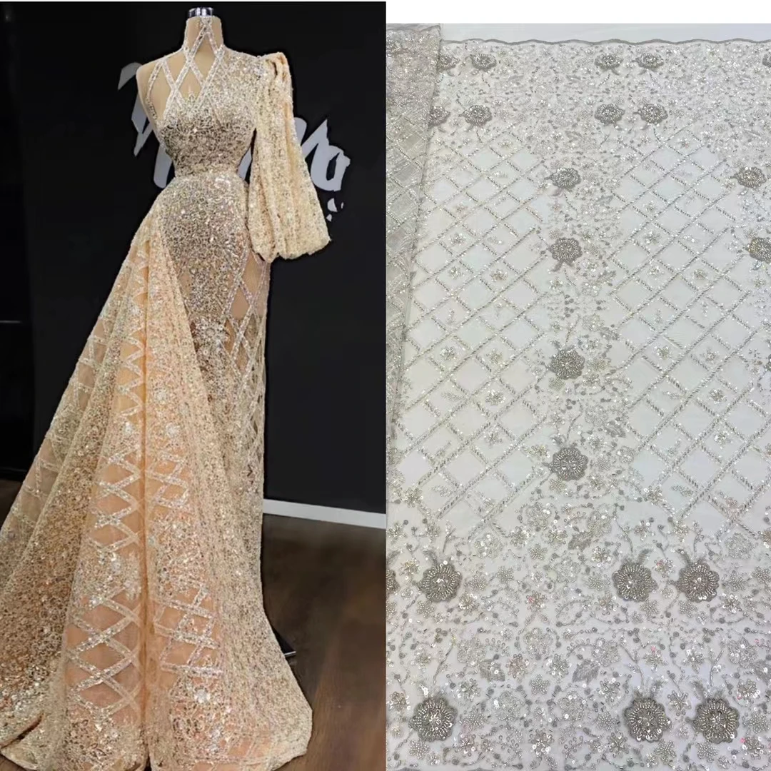 

Французские вышитые бисером блестки и бусины в африканском стиле, нигерийские кружевные ткани для вечерние