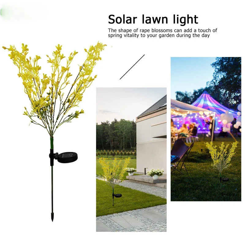 

2 Pack Waterproof Garden Solar Lamp Light LED Rape Flower Blossoms Solar Light Gift Party Outdoor Yard Gardening Decoration