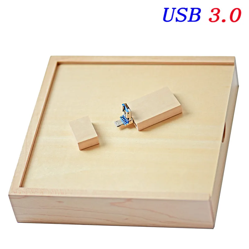 JASTER деревянный фотоальбом флеш-накопитель USB 3,0 pendrive 4GB 32GB 64GB 128GB U диск фотография подарок 2 в 1 интерфейс Пользовательский логотип - Цвет: Maple wood with box