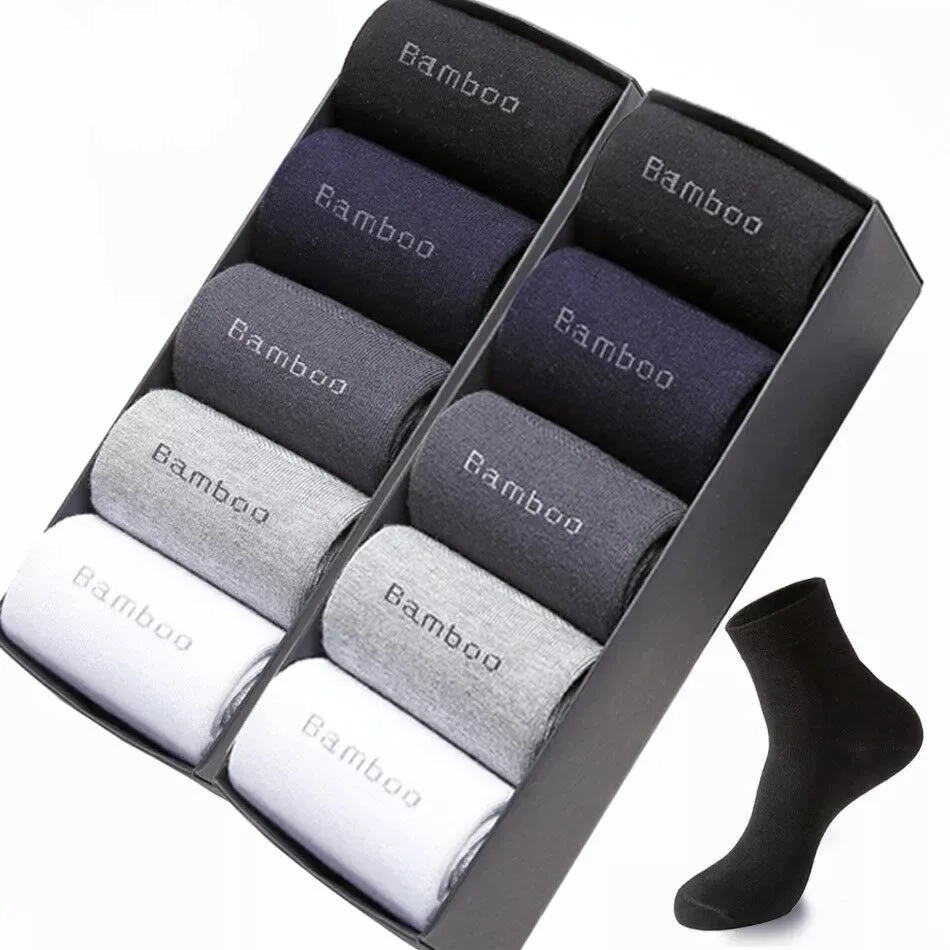 

10Pairs Men Short Bamboo Fiber Socks Stockings Middle Socks for Winter Autumn