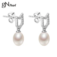 gn pearl natural freshwater 6 7mm pearl water drop stud zircon earrings for women party birthday gift girls minimalism presents