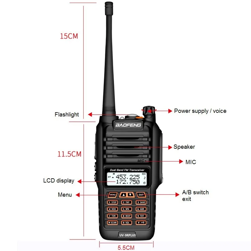 BAOFENG UV 9R плюс 10 W 4800 mAh Walkie Talkie км Водонепроницаемый УВЧ УКВ радиостанция