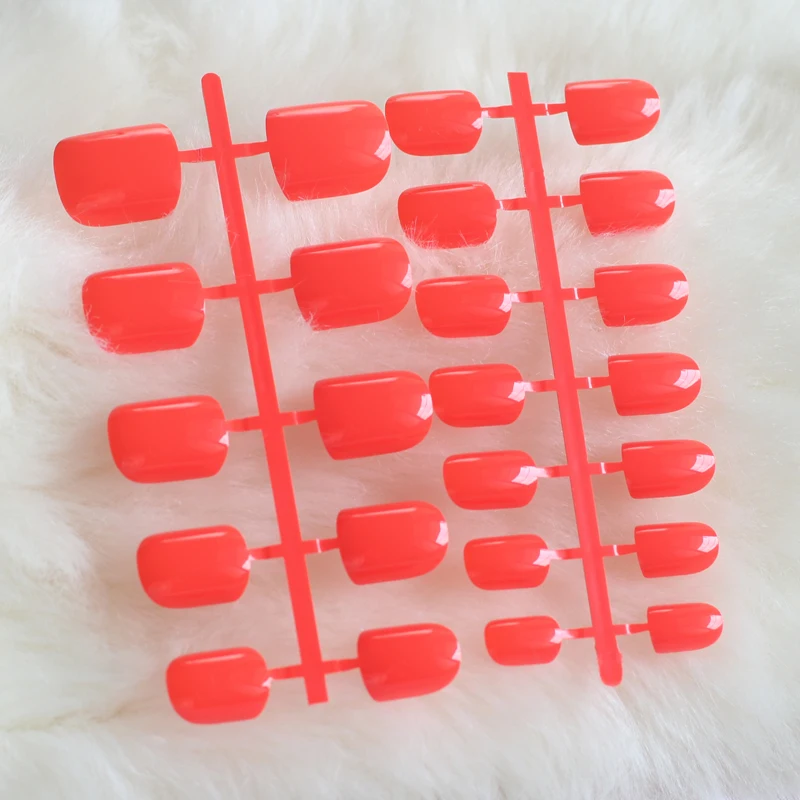 New design hot money solid color candy false nails short round head 24pcs red Orange N0105 | Красота и здоровье