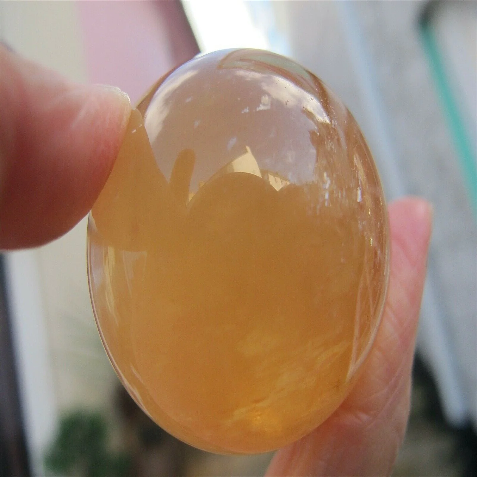 

A+ Natural honey calcite quartz crystal orb reiki healing