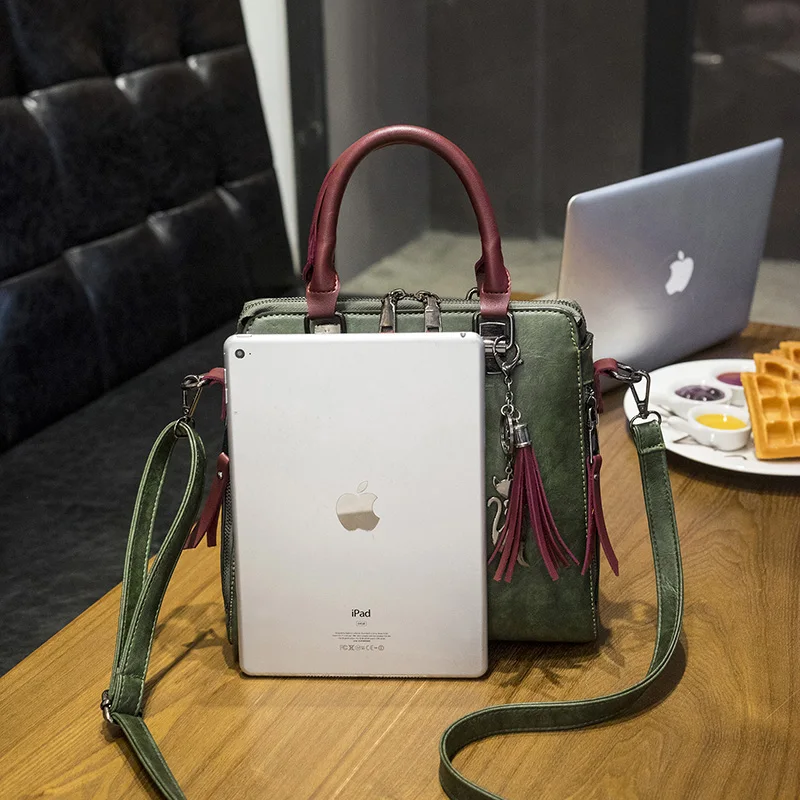 Tinkin винтажные женские Сумки из искусственной кожи с кисточками повседневные