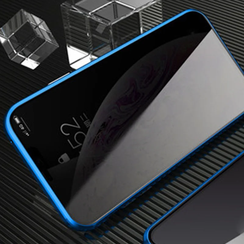 Анти-писк Магнитный чехол для телефона для iPhone XR XS Max X XS 7 8 6 6S Plus защита экрана из закаленного стекла - Цвет: blue